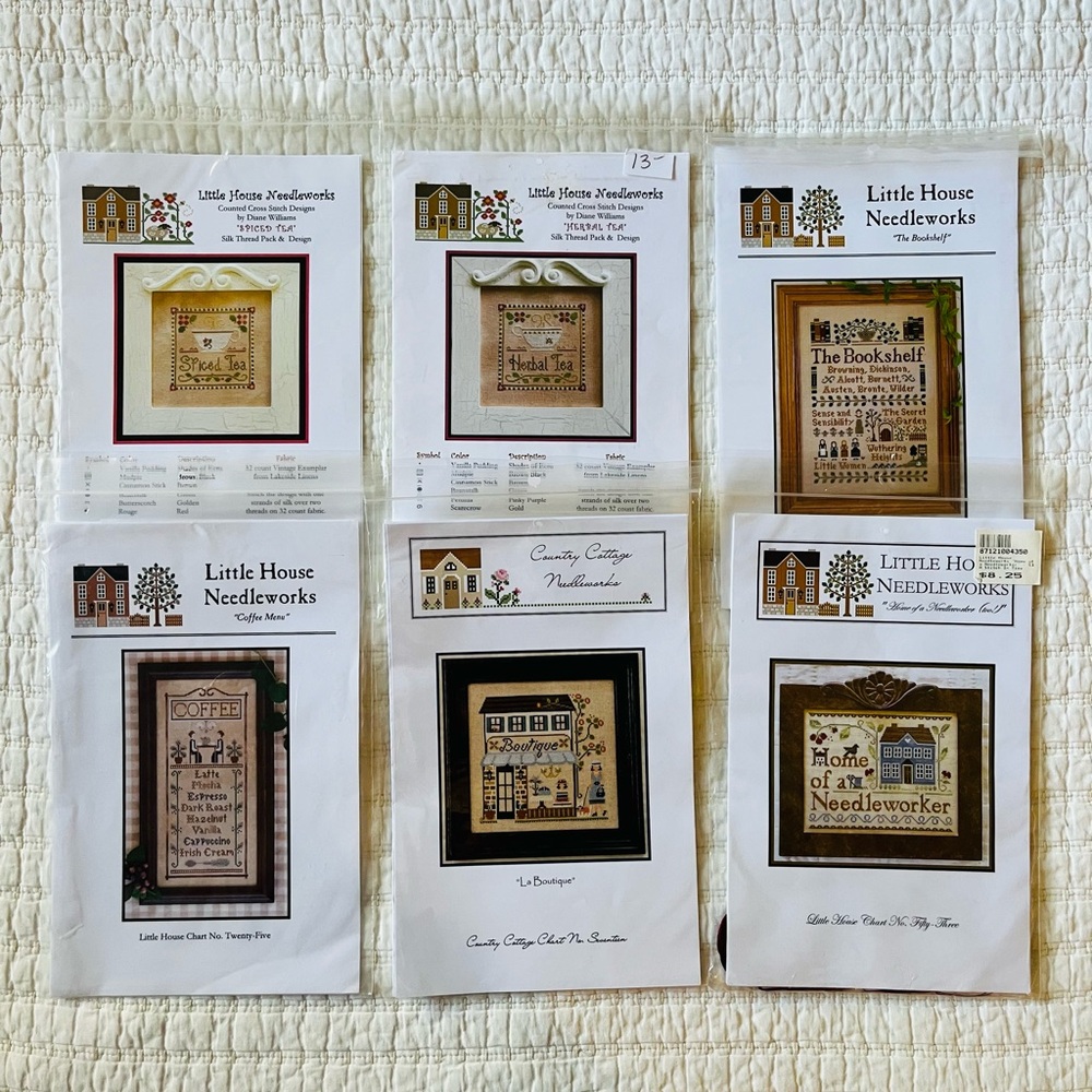Little House Needleworks Cross Stitch Patterns - Set of Six